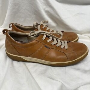 ECCO Womens Tan Leather Lace Up Sneakers EU 41 Comfort Arch Support Shoes
